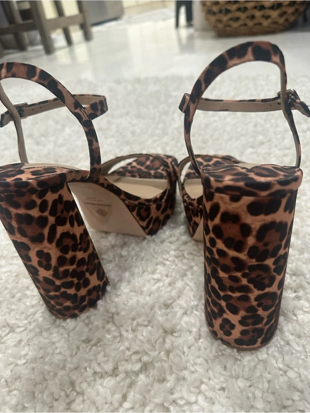 New Antonio Melanie Platforms Block Heel - Brown Leopard Strappy